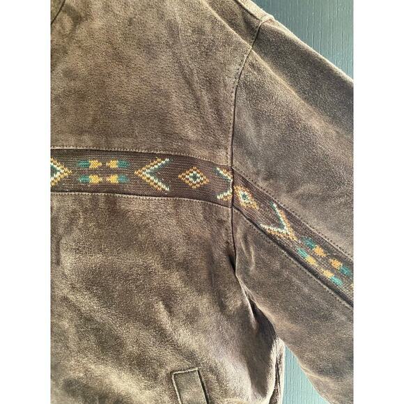 Vintage Adler Brown Suede Leather Western Aztec Coat Jacket Size XL - Picture 3 of 5